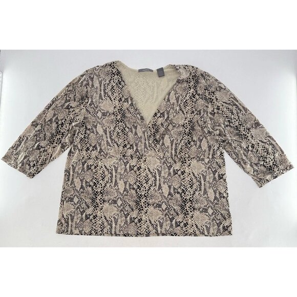 Liz Claiborne Plus Size Snakeskin Print V-Neck Pullover Blouse Sz 3x Boho Preppy - Picture 3 of 9